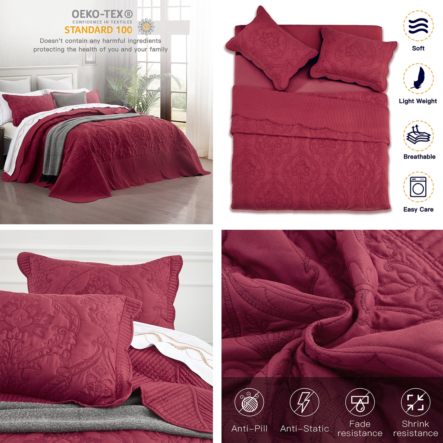 CHIXIN Oversized Bedspread Coverlet Set