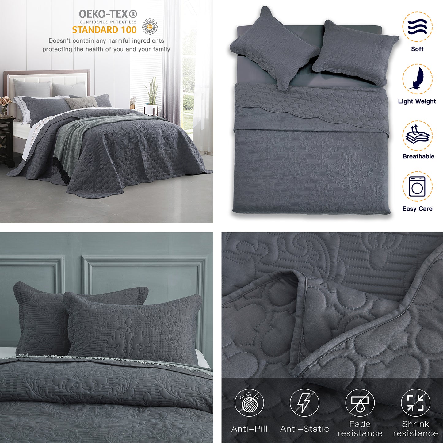 CHIXIN Ultrasonic Bedspread Coverlet Set