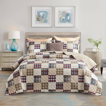 CHIXIN Plaid Patchwork Quilt Set