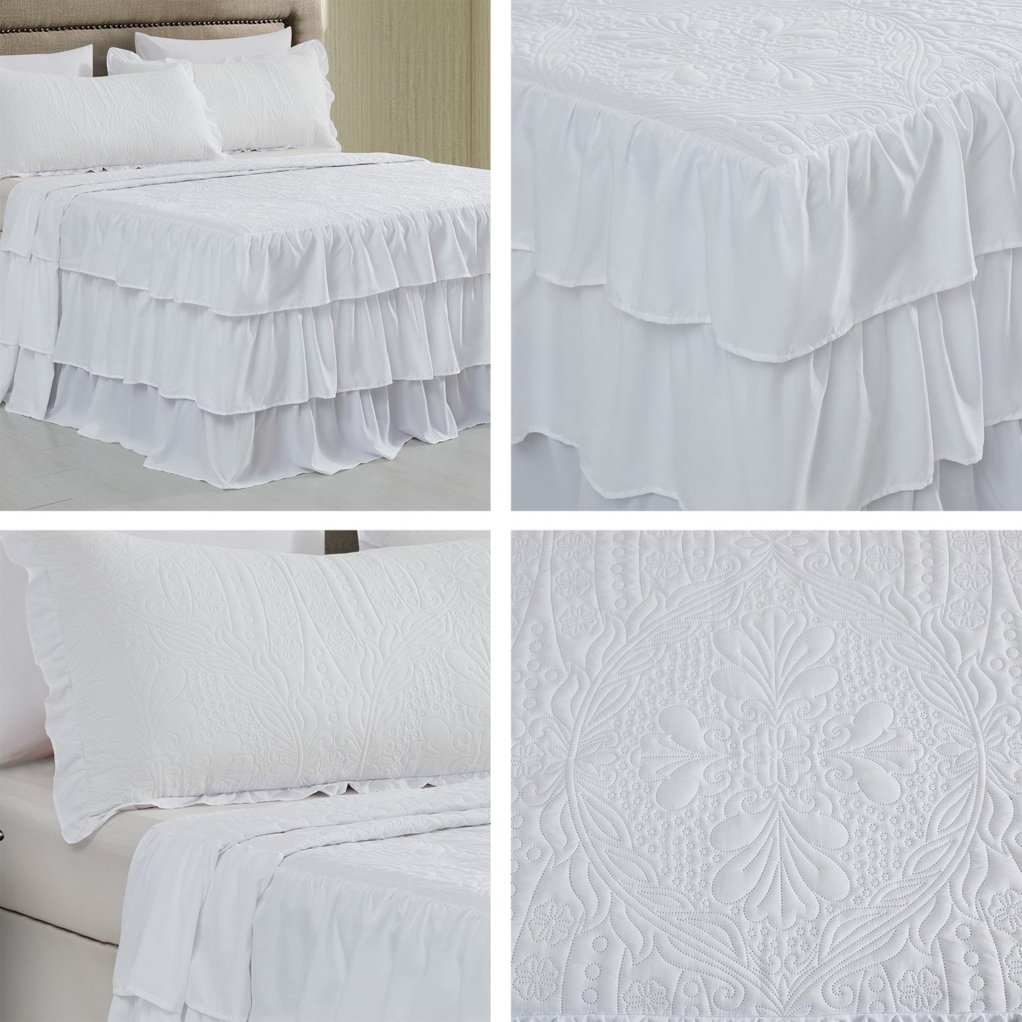 CHIXIN Ruffle Skirt Bedspread