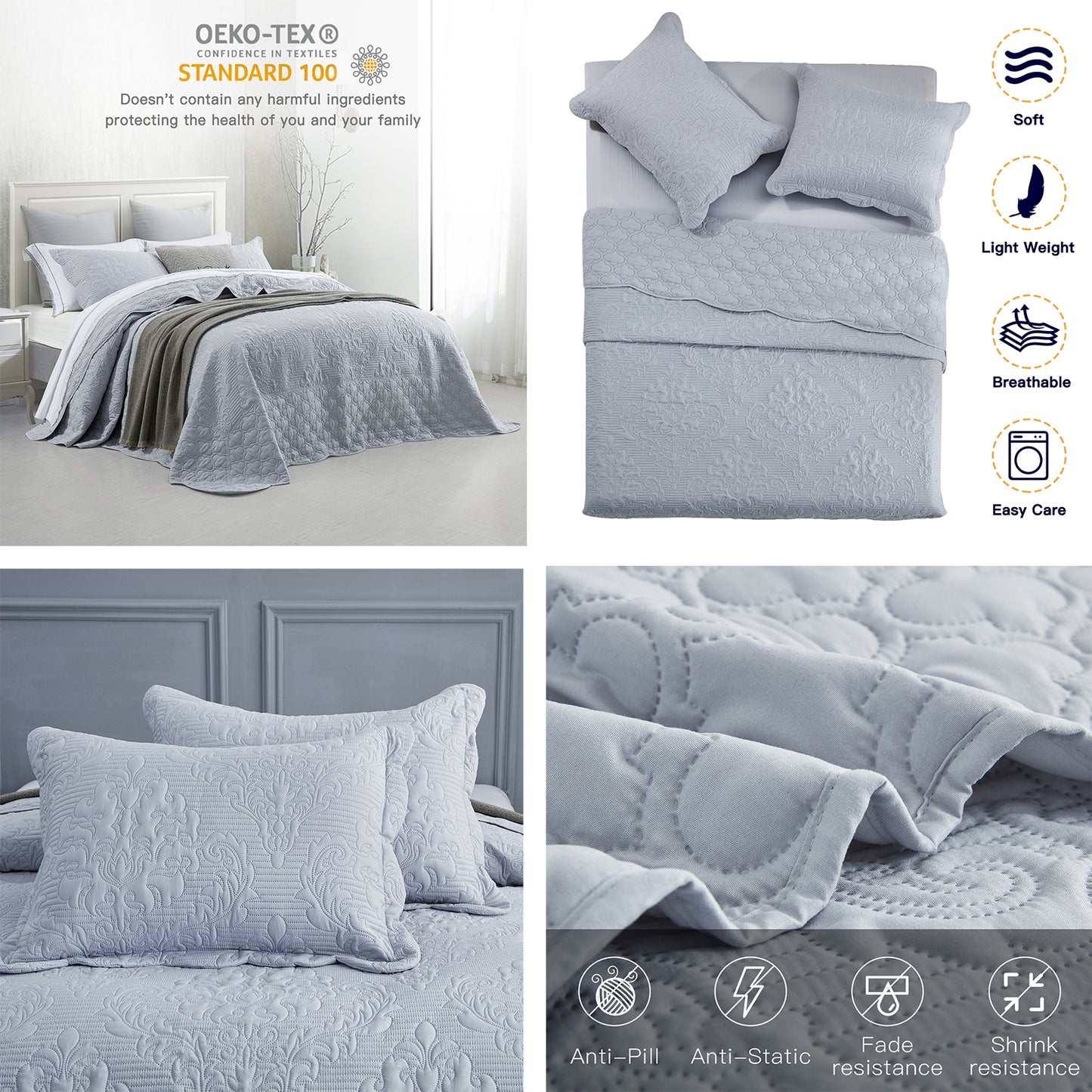 CHIXIN Ultrasonic Bedspread Coverlet Set