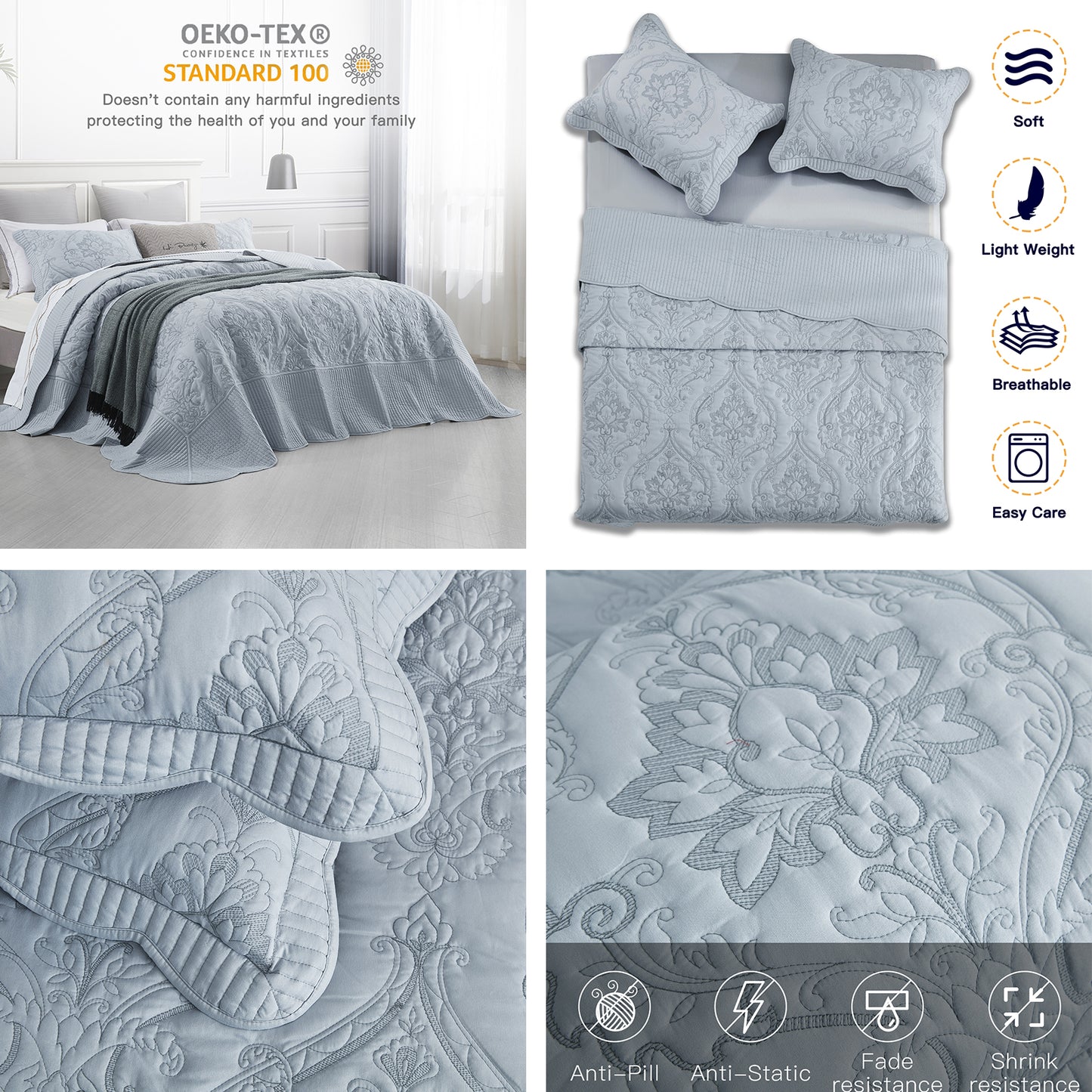 CHIXIN Oversized Bedspread Coverlet Set