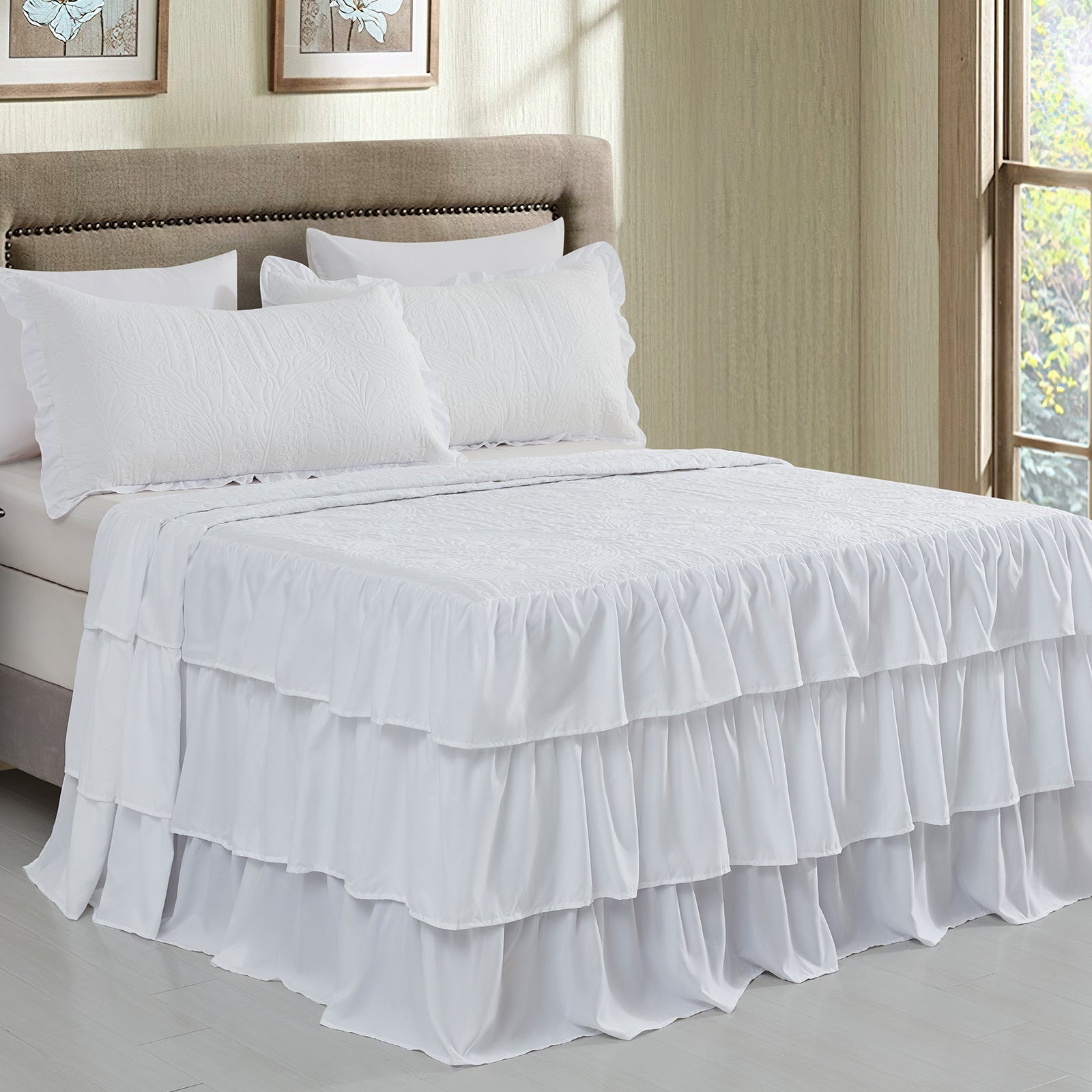 CHIXIN Ruffle Skirt Bedspread