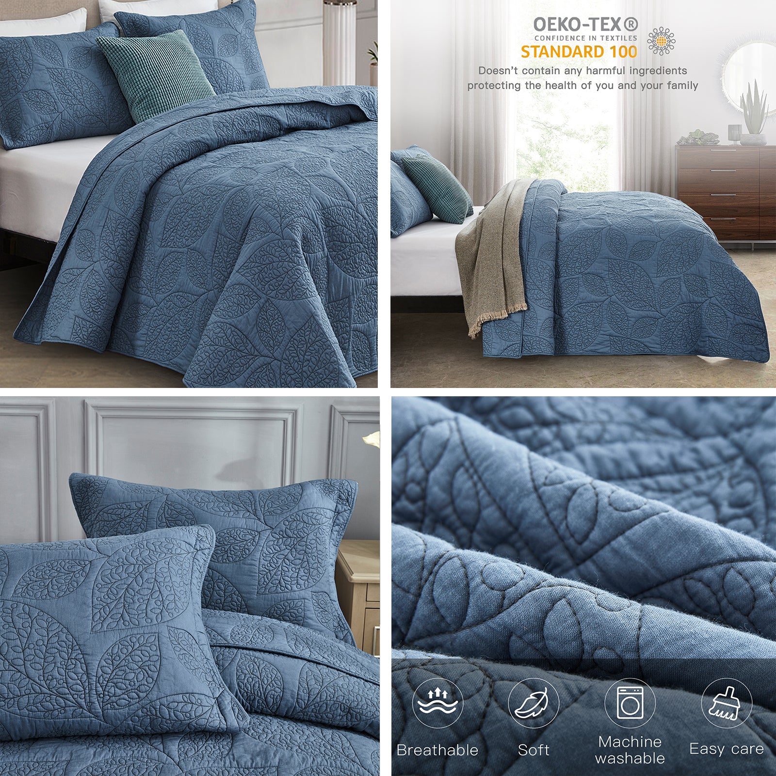 CHIXIN 100% Cotton Quilt Set