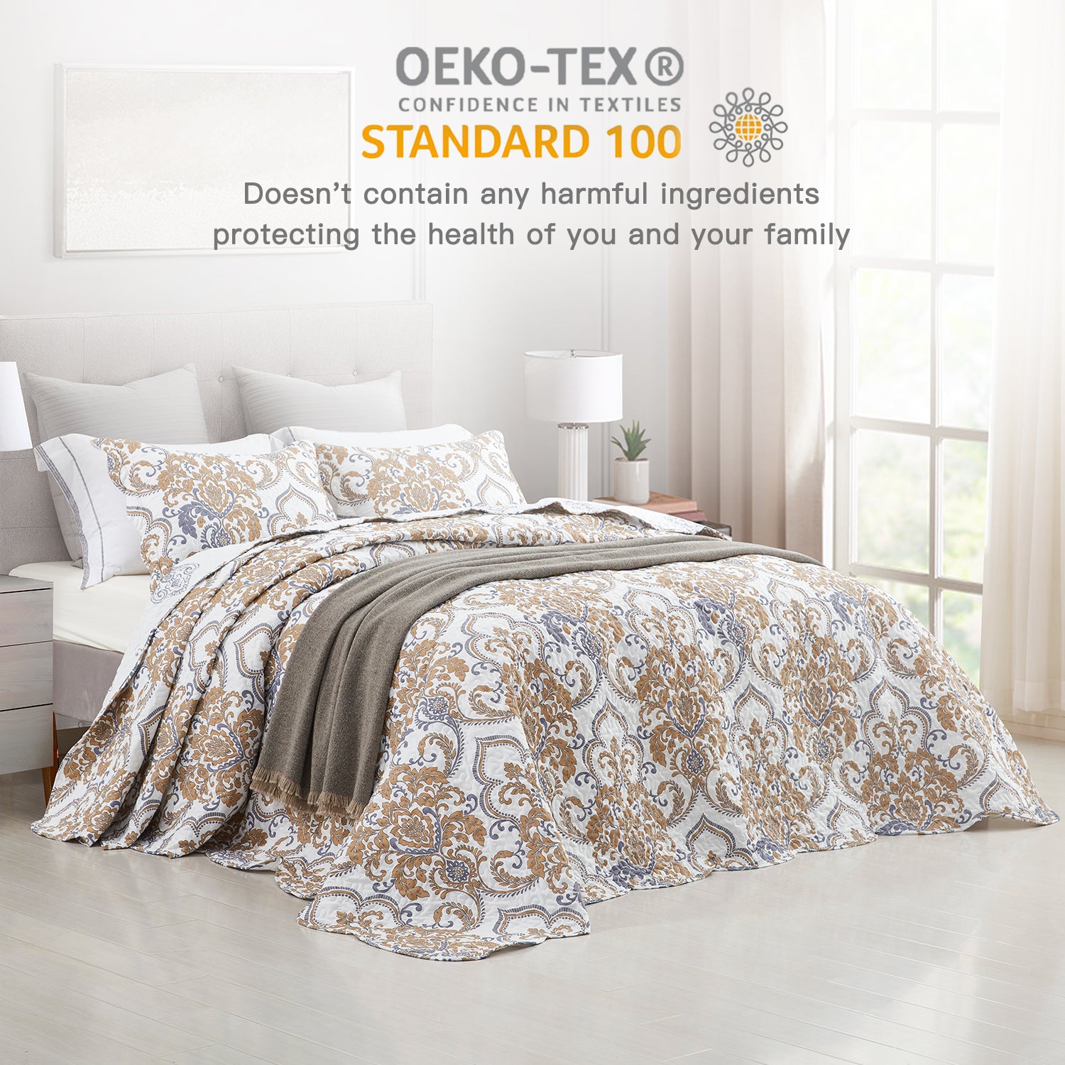 CHIXIN Classical Damask Bedspread Set