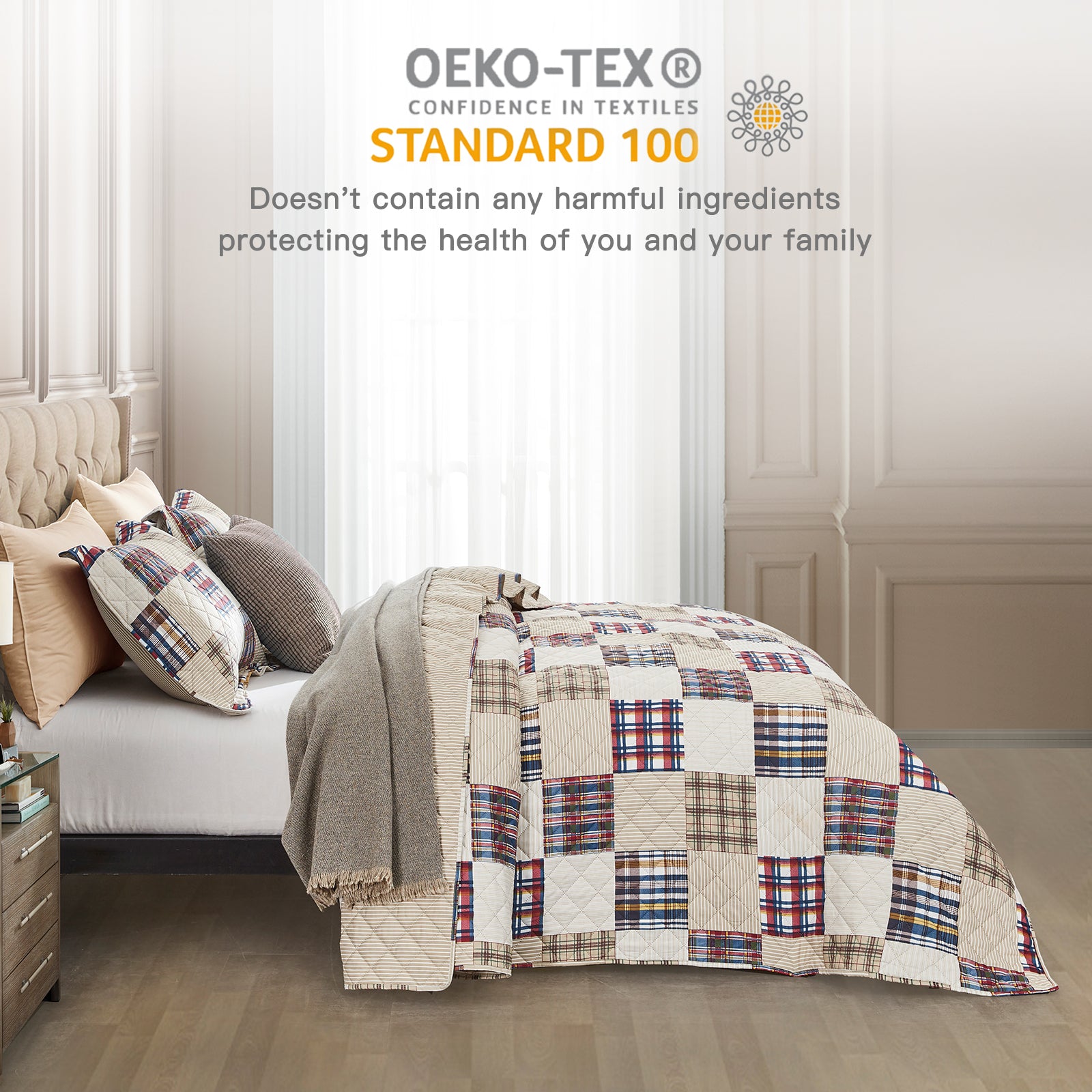 CHIXIN Plaid Patchwork Quilt Set