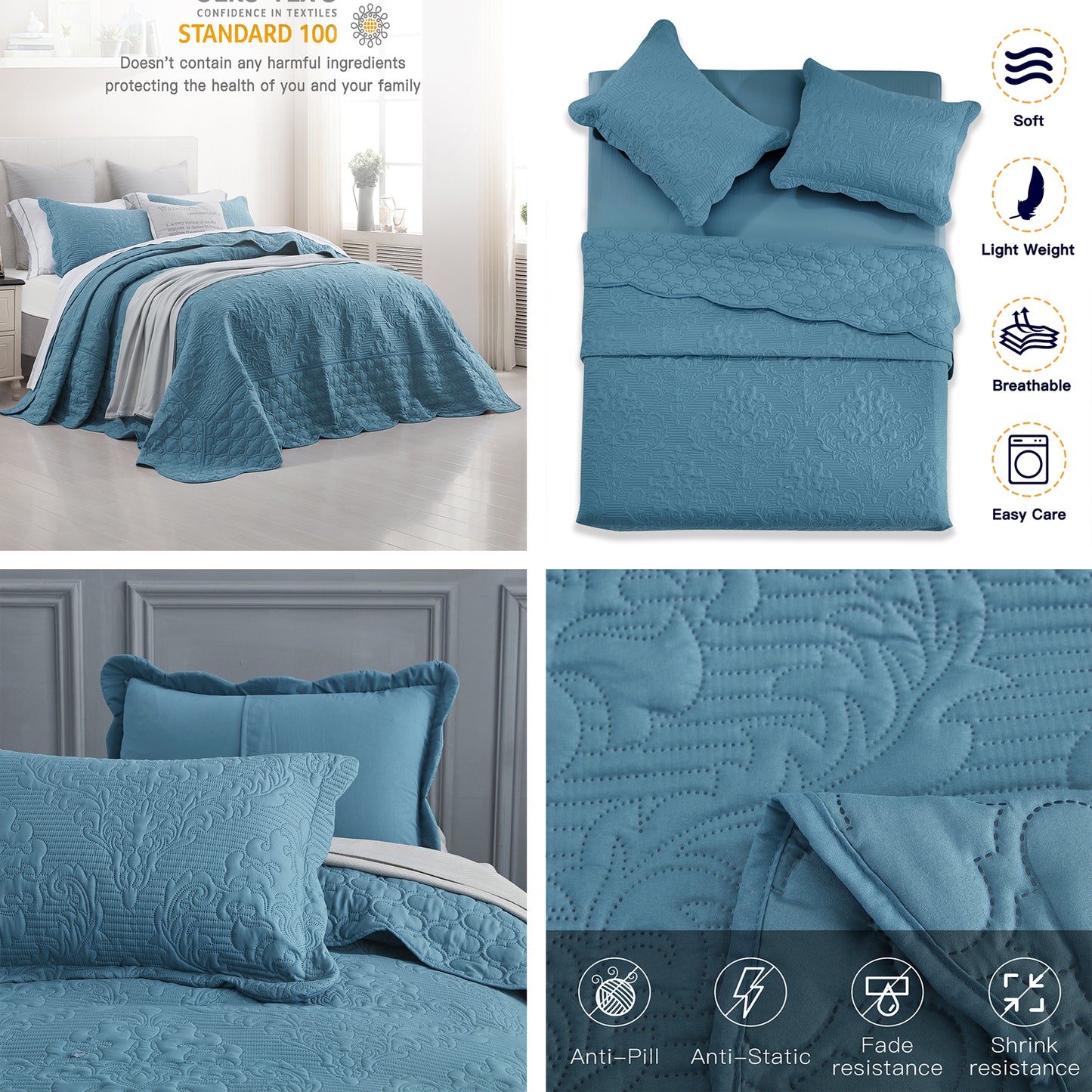 CHIXIN Ultrasonic Bedspread Coverlet Set