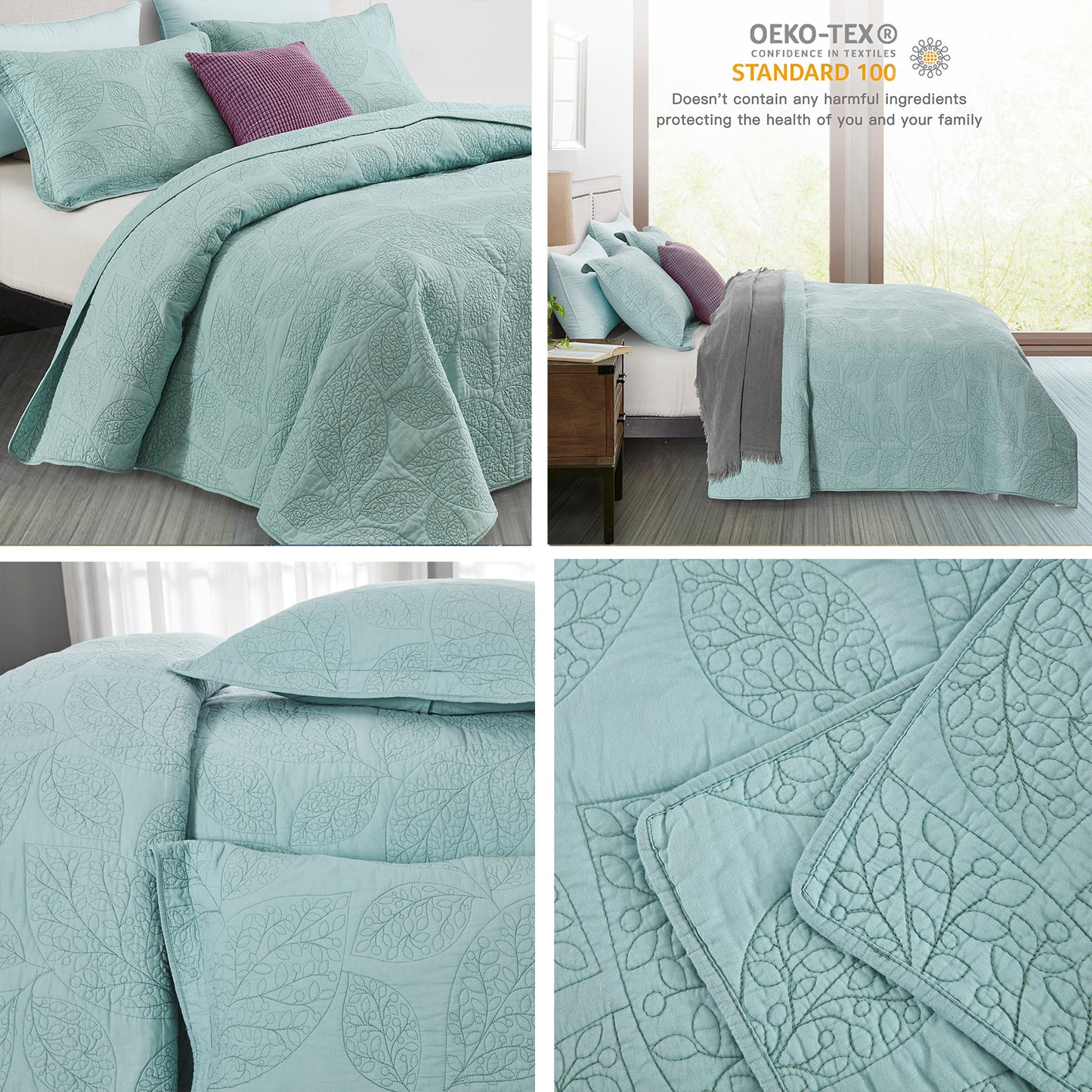 CHIXIN 100% Cotton Quilt Set