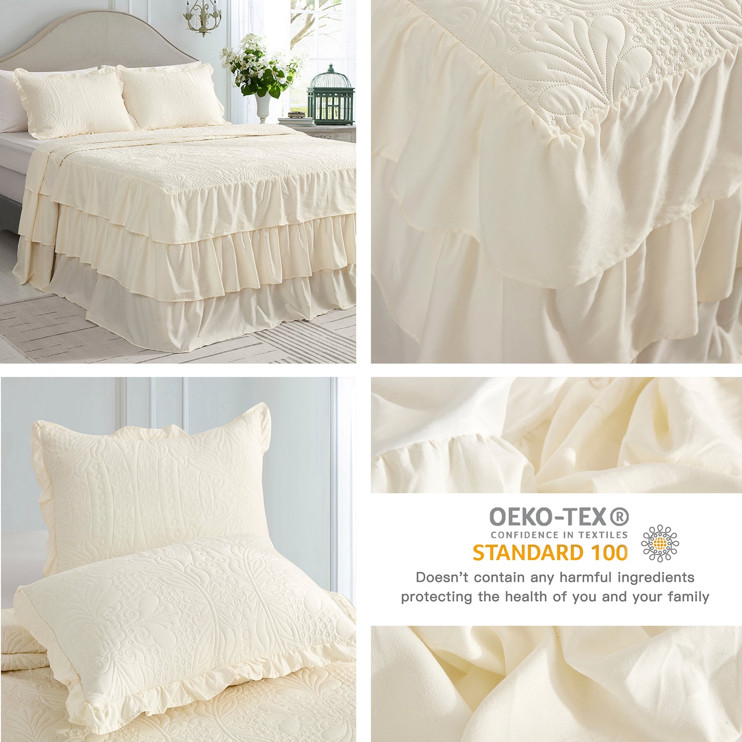 CHIXIN Ruffle Skirt Bedspread