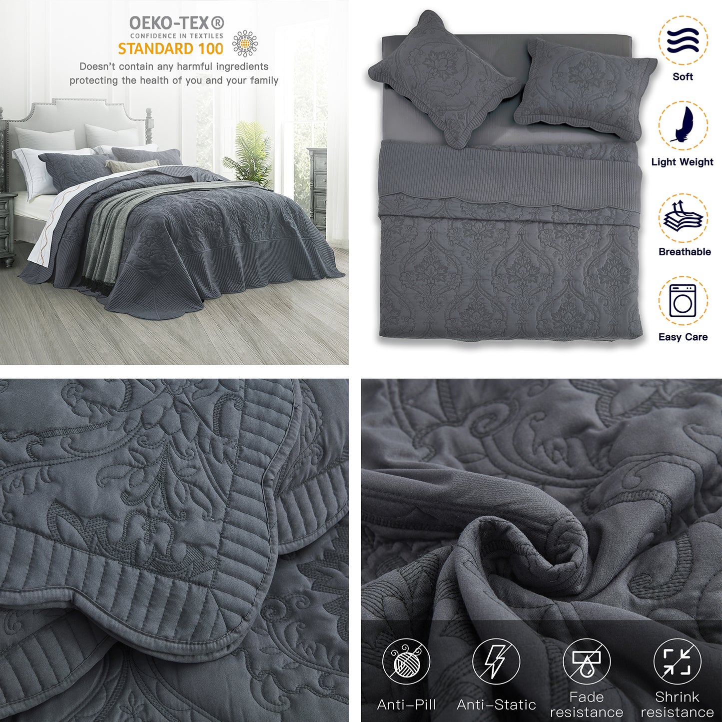 CHIXIN Oversized Bedspread Coverlet Set