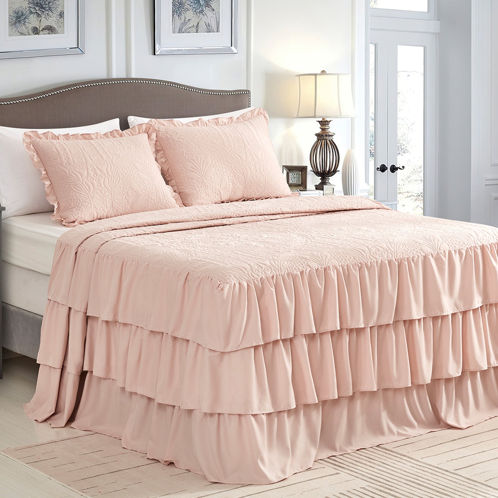 CHIXIN Ruffle Skirt Bedspread